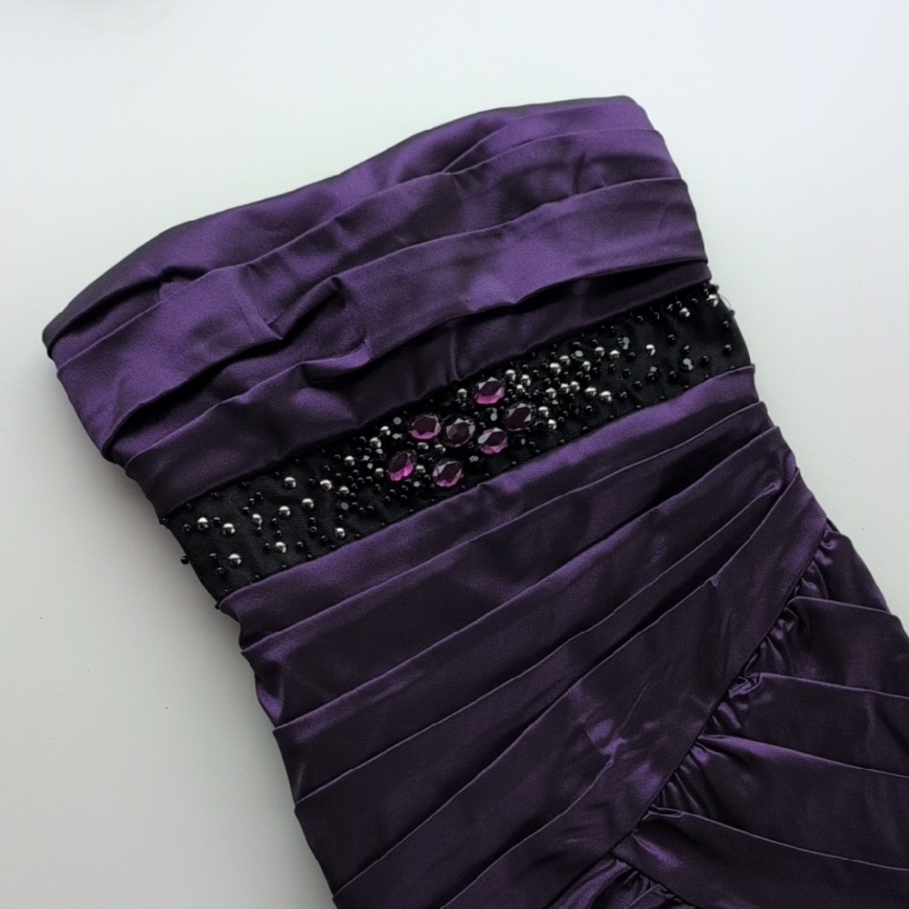 Jodi Kristopher Black and Purple strapless Dress, Size 3